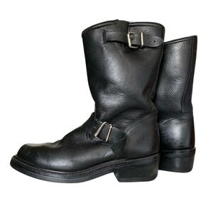 Vintage Motorcycle Boots- Black Leather- Size 7